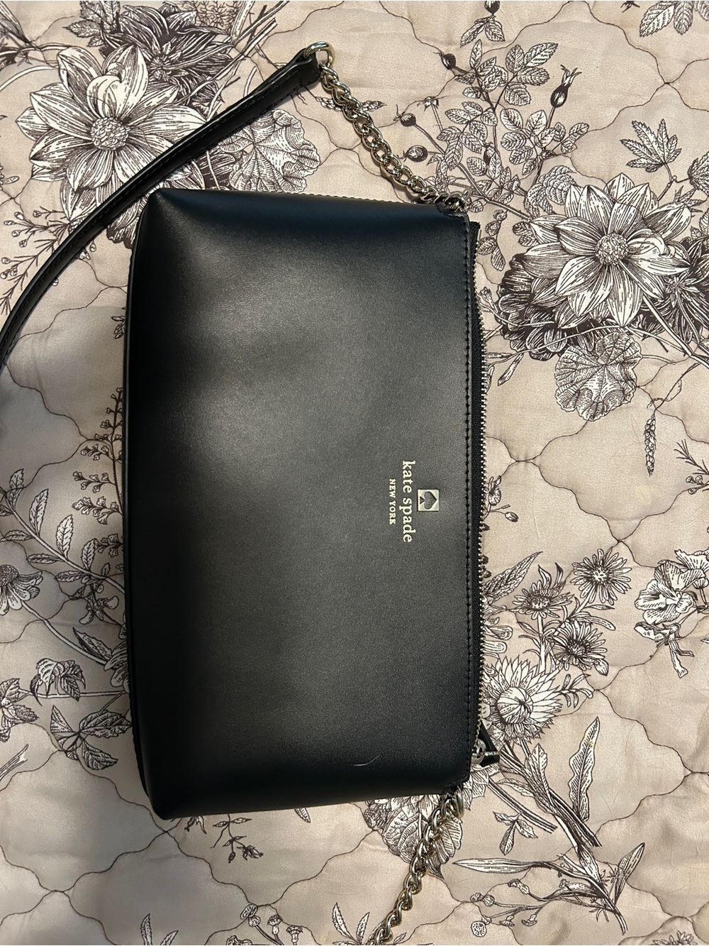 kate spade Black Leather Chain-Detail Wristlet